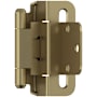 Amerock Functional Hardware 3/8 Inch Inset Wrap Cabinet Door Hinge with 105 Degree Opening Angle and Self Close Function - Pair Golden Champagne