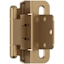 Amerock Functional Hardware 3/8 Inch Inset Wrap Cabinet Door Hinge with 105 Degree Opening Angle and Self Close Function - Pair Champagne Bronze