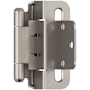 Amerock Functional Hardware 3/8 Inch Inset Wrap Cabinet Door Hinge with 105 Degree Opening Angle and Self Close Function - Pair Satin Nickel