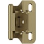 Amerock Functional Hardware 1/4 Inch Overlay Wrap Cabinet Door Hinge with 105 Degree Opening Angle and Self Close Function - Pair Golden Champagne