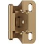 Amerock Functional Hardware 1/4 Inch Overlay Wrap Cabinet Door Hinge with 105 Degree Opening Angle and Self Close Function - Pair Champagne Bronze
