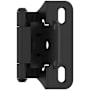 Amerock Functional Hardware 1/4 Inch Overlay Wrap Cabinet Door Hinge with 105 Degree Opening Angle and Self Close Function - Pair Matte Black