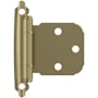 Amerock Functional Hardware Variable Overlay Surface Mount Cabinet Door Hinge with 105 Degree Opening Angle and Self Close Function - Pair Golden Champagne