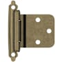 Amerock Functional Hardware Variable Overlay Surface Mount Cabinet Door Hinge with 105 Degree Opening Angle and Self Close Function - Pair Burnished Brass