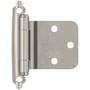 Amerock Functional Hardware Variable Overlay Surface Mount Cabinet Door Hinge with 105 Degree Opening Angle and Self Close Function - Pair Satin Nickel