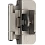 Amerock Functional Hardware 3/8 Inch Inset Surface Mount Cabinet Door Hinge with 105 Degree Opening Angle and Self Close Function - Pair Satin Nickel