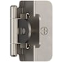 Amerock Functional Hardware 1/2 Inch Overlay Surface Mount Cabinet Door Hinge with 105 Degree Opening Angle and Self Close Function - Pair Satin Nickel