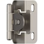Amerock Functional Hardware 1/2 Inch Overlay Wrap Cabinet Door Hinge with 105 Degree Opening Angle and Self Close Function - Pair Satin Nickel