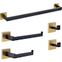 Anzzi 5 Piece Bathroom Hardware Set Matte Black/Satin Brass