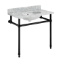 Anzzi Verona 36" Oval Marble, Stainless Steel Console Bathroom Sink with Overflow and 3 Faucet Holes at 8" Centers Matte Black
