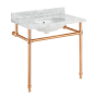 Anzzi Verona 36" Oval Marble, Stainless Steel Console Bathroom Sink with Overflow and 3 Faucet Holes at 8" Centers Rose Gold