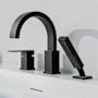 Anzzi Nite Deck Mounted Roman Tub Filler with Built-In Diverter - Includes Hand Shower Matte Black
