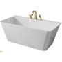Anzzi Vault 67" Free Standing Acrylic Soaking Tub with Center Drain, Drain Assembly, and Overflow - Includes Tub Filler with Hand Shower Brushed Gold