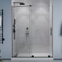 Anzzi Longboat 76" High x 60" Wide Sliding Semi Frameless Shower Door with Clear Glass Matte Black
