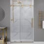 Anzzi 76" High x 48" Wide Sliding Frameless Shower Door with Clear Glass Brushed Gold