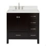Ariel Cambridge 36" Free Standing Single Basin Vanity Set with Cabinet, Quartz Vanity Top, and Left Offset Oval Bathroom Sink Espresso
