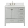Ariel Cambridge 36" Free Standing Single Basin Vanity Set with Cabinet, Quartz Vanity Top, and Left Offset Oval Bathroom Sink Grey