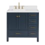 Ariel Cambridge 36" Free Standing Single Basin Vanity Set with Cabinet and Quartz Vanity Top Midnight Blue