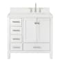 Ariel Cambridge 36" Free Standing Single Basin Vanity Set with Cabinet and Quartz Vanity Top White