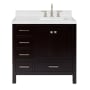 Ariel Cambridge 36" Free Standing Single Basin Vanity Set with Cabinet, Quartz Vanity Top, and Right Offset Rectangular Bathroom Sink Espresso