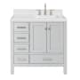 Ariel Cambridge 36" Free Standing Single Basin Vanity Set with Cabinet, Quartz Vanity Top, and Right Offset Rectangular Bathroom Sink Grey