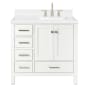 Ariel Cambridge 36" Free Standing Single Basin Vanity Set with Cabinet, Quartz Vanity Top, and Right Offset Rectangular Bathroom Sink White