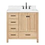 Ariel Cambridge 36" Free Standing Single Basin Vanity Set with Cabinet and Quartz Vanity Top Oak / Carrara White Quartz Top / Matte Black Hardware