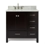 Ariel Cambridge 36" Free Standing Single Basin Vanity Set with Cabinet, Marble Vanity Top, and Oval Bathroom Sink Espresso