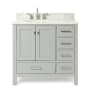 Ariel Cambridge 36" Free Standing Single Basin Vanity Set with Cabinet, Marble Vanity Top, and Oval Bathroom Sink Grey