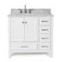 Ariel Cambridge 36" Free Standing Single Basin Vanity Set with Cabinet, Marble Vanity Top, and Oval Bathroom Sink White