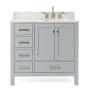 Ariel Cambridge 37" Free Standing Single Basin Vanity Set with Cabinet and Marble Vanity Top Grey