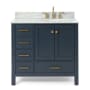 Ariel Cambridge 37" Free Standing Single Basin Vanity Set with Cabinet and Marble Vanity Top Midnight Blue