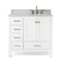Ariel Cambridge 37" Free Standing Single Basin Vanity Set with Cabinet and Marble Vanity Top White