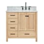Ariel Cambridge 37" Free Standing Single Basin Vanity Set with Cabinet and Marble Vanity Top Oak / Carrara Marble Top / Matte Black Hardware