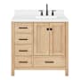 Ariel Cambridge 37" Free Standing Single Basin Vanity Set with Cabinet and Quartz Vanity Top Oak / White Quartz Top / Matte Black Hardware