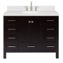 Ariel Cambridge 42" Free Standing Single Basin Vanity Set with Cabinet, Quartz Vanity Top, and Oval Bathroom Sink Espresso