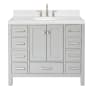 Ariel Cambridge 42" Free Standing Single Basin Vanity Set with Cabinet, Quartz Vanity Top, and Oval Bathroom Sink Grey