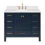 Ariel Cambridge 42" Free Standing Single Basin Vanity Set with Cabinet, Quartz Vanity Top, and Oval Bathroom Sink Midnight Blue