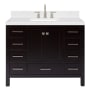 Ariel Cambridge 42" Free Standing Single Basin Vanity Set with Cabinet, Quartz Vanity Top, and Rectangular Bathroom Sink Espresso