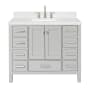 Ariel Cambridge 42" Free Standing Single Basin Vanity Set with Cabinet, Quartz Vanity Top, and Rectangular Bathroom Sink Grey