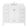 Ariel Cambridge 42" Free Standing Single Basin Vanity Set with Cabinet, Quartz Vanity Top, and Rectangular Bathroom Sink White