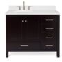 Ariel Cambridge 42" Free Standing Single Basin Vanity Set with Cabinet, Quartz Vanity Top, and Left Offset Oval Bathroom Sink Espresso