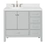 Ariel Cambridge 42" Free Standing Single Basin Vanity Set with Cabinet, Quartz Vanity Top, and Left Offset Oval Bathroom Sink Grey