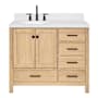 Ariel Cambridge 43" Free Standing Single Basin Vanity Set with Cabinet and Quartz Vanity Top Oak / Carrara White Quartz Top / Matte Black Hardware