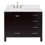 Ariel Cambridge 42" Free Standing Single Basin Vanity Set with Cabinet, Quartz Vanity Top, and Left Offset Rectangular Bathroom Sink Espresso