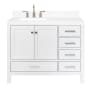 Ariel Cambridge 42" Free Standing Single Basin Vanity Set with Cabinet, Quartz Vanity Top, and Left Offset Rectangular Bathroom Sink White