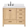 Ariel Cambridge 43" Free Standing Single Basin Vanity Set with Cabinet and Quartz Vanity Top Oak / Carrara White Quartz Top / Matte Black Hardware