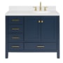 Ariel Cambridge 43" Free Standing Single Basin Vanity Set with Cabinet and Quartz Vanity Top Midnight Blue