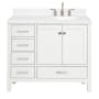 Ariel Cambridge 43" Free Standing Single Basin Vanity Set with Cabinet and Quartz Vanity Top White