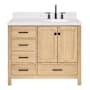 Ariel Cambridge 43" Free Standing Single Basin Vanity Set with Cabinet and Quartz Vanity Top Oak / Carrara White Quartz Top / Matte Black Hardware